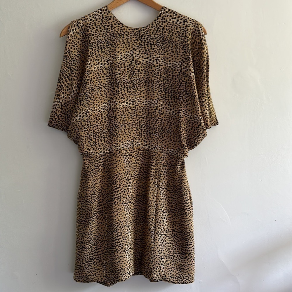 WREN 100% silk leopard print mini dress size Small - Picture 2 of 12